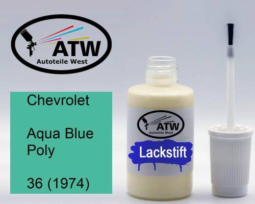 Chevrolet, Aqua Blue Poly, 36 (1974): 20ml Lackstift, von ATW Autoteile West.